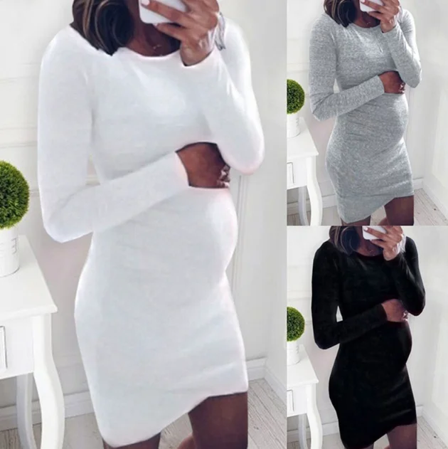 

maternity clothes dresses o collar women pregnant dresses solid color custom dress for pregnant women