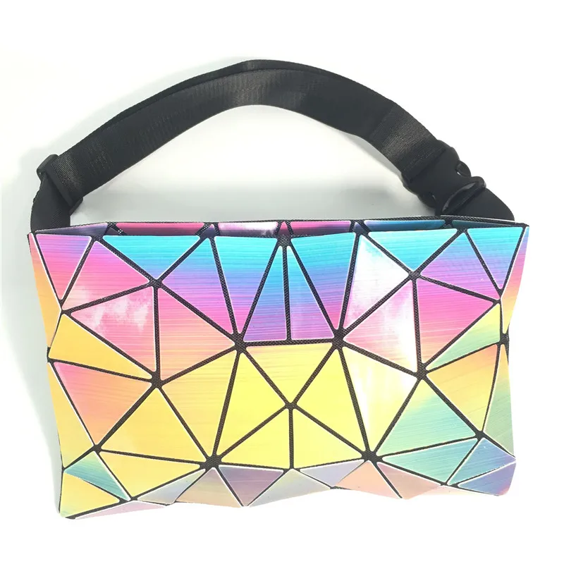 

summer 2021 new 3D rainbow reflective fanny pack luminous chest bag, Black, silver, white, red, rose, blue