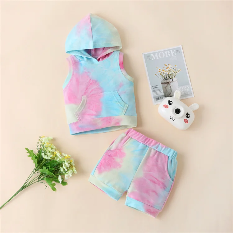 

Kids Baby Toddle Boys' Girls' Summer Clothing Sets Children Wear Clothes Two Pieces Shorts Sets Tie-dye, Picture shows