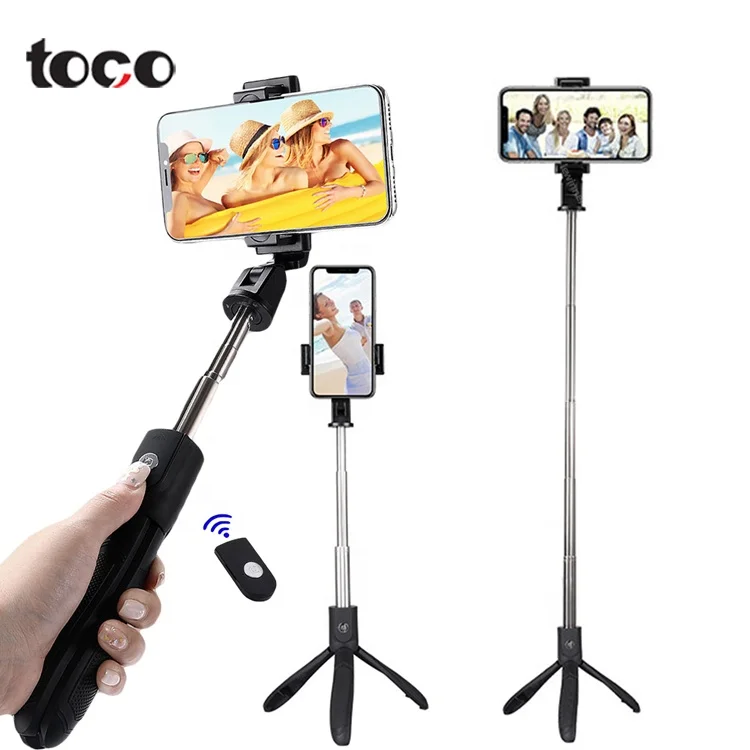 

toco Portable Multi-functional selfie stick Handheld Telescopic Wireless 4 in 1 luxury selfie stick, Black white other