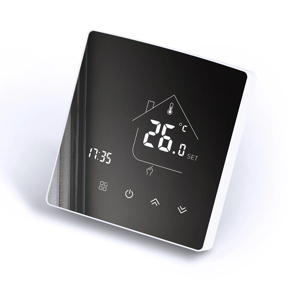 

Water Floor Heating Thermostat Wifi for Underfloor Heating Wall-mounted Programmable Room Thermostat Black Scandinavian 2 Years