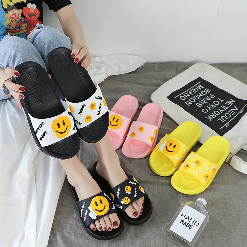 

summer cartoon house slippers EVA home smiley face slippers beach indoor slippers for women, Picture