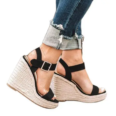 

drop shipping wedges sandals for women and ladies shoe, Black