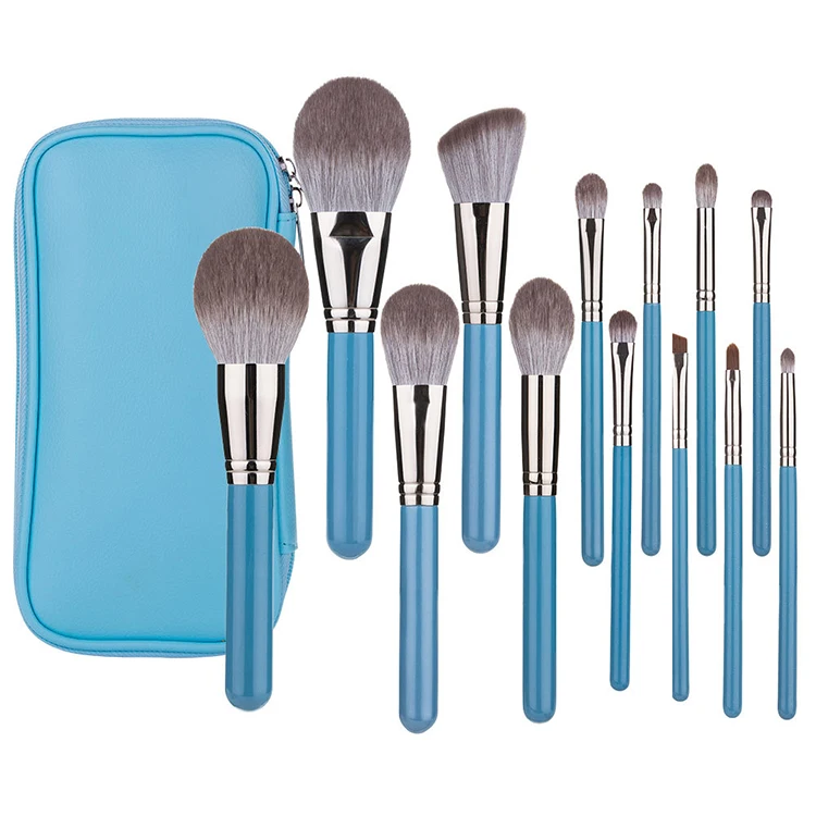 

Factory Direct sales 13 PCS wholesale cheap brushes makeup kit, Light blue