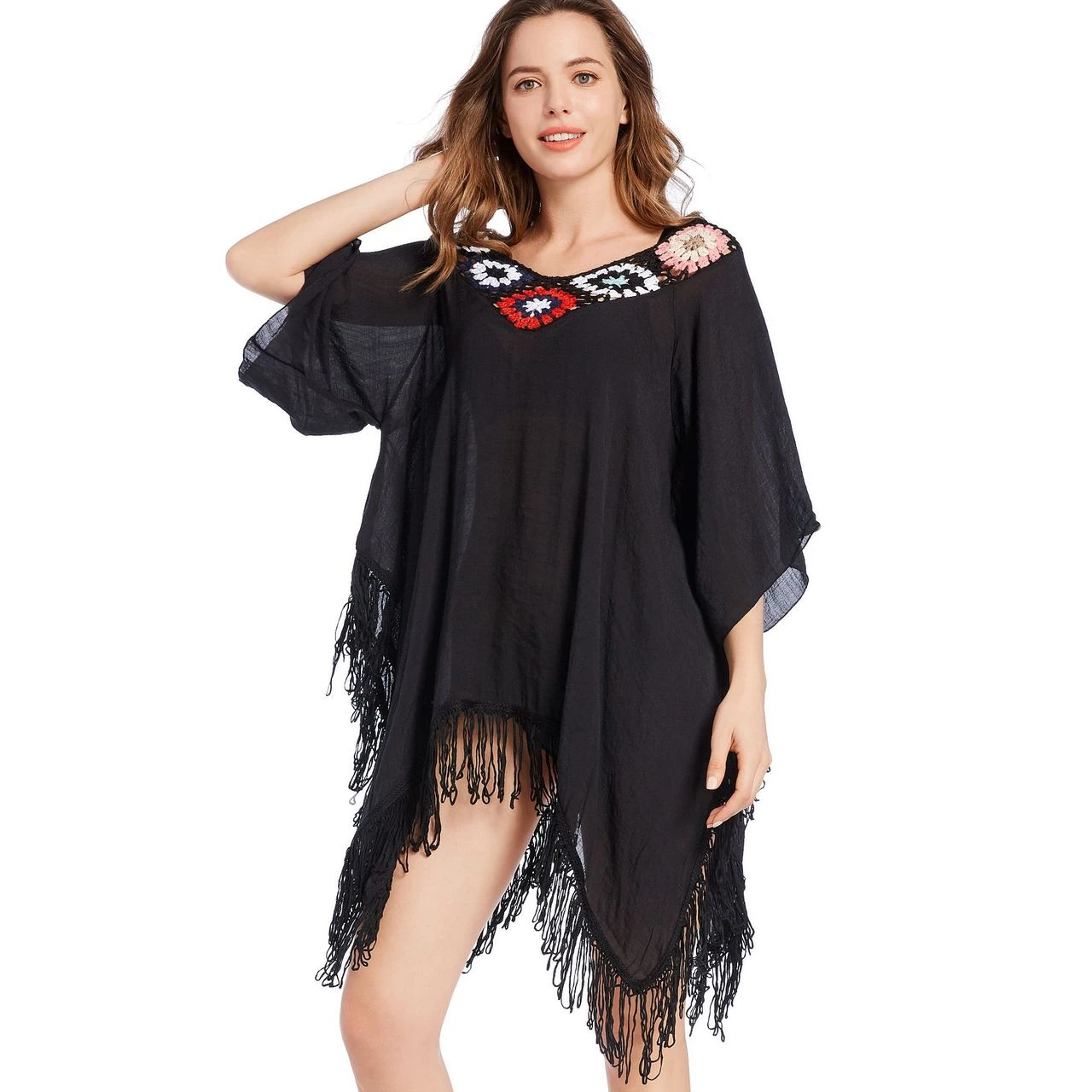 

Bohemian V Neck Bathing Suit beach coverup dress women