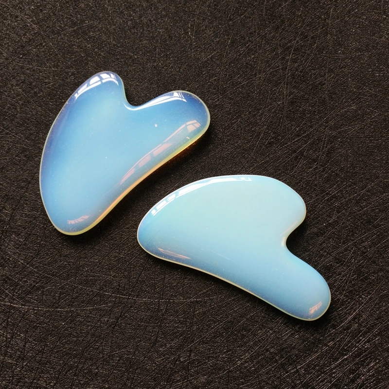 

Natural Heart Gua Sha Jade Stone High Quality Opalite Gua Sha Scraping Massage Tools Handmade Edge