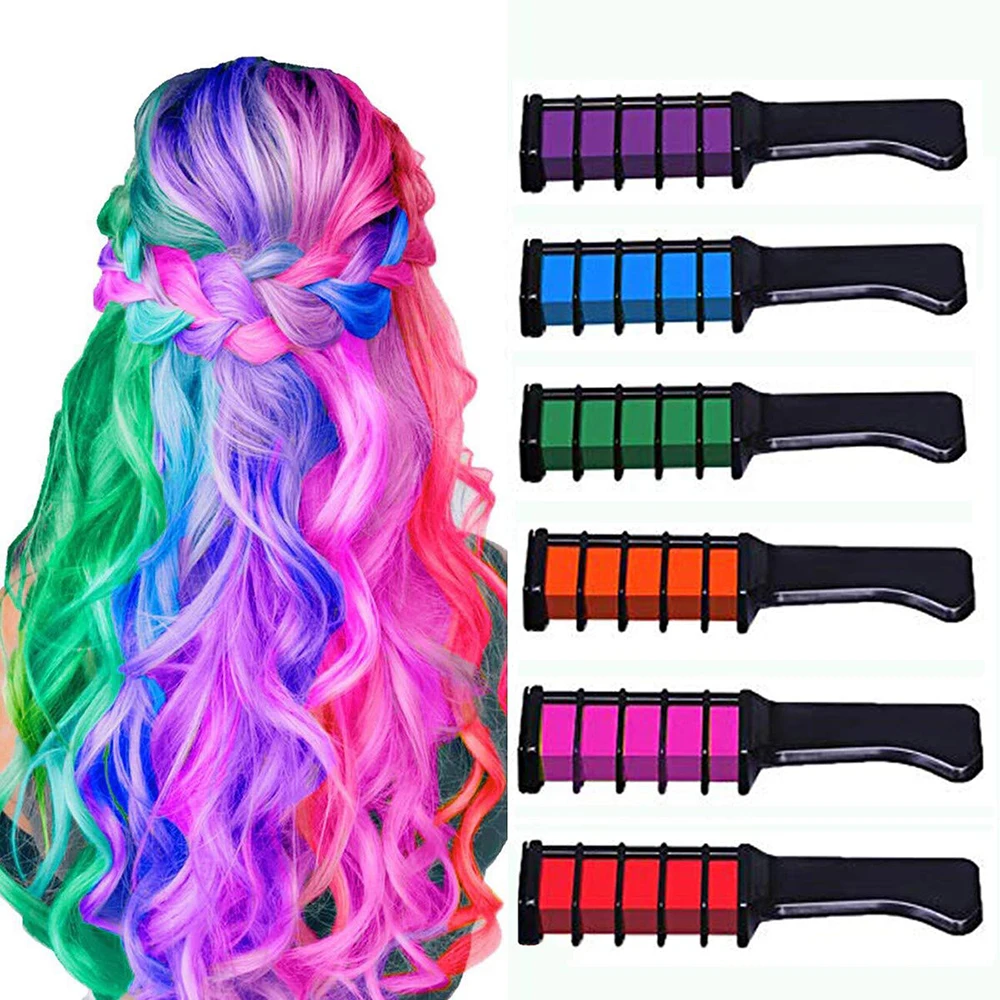 

2020 New Hair Chalk Comb Temporary Bright Hair Color Dye for Girls Kids, Washable Hair Chalk for New Year Party Cosplay DIY, 12 colors optional