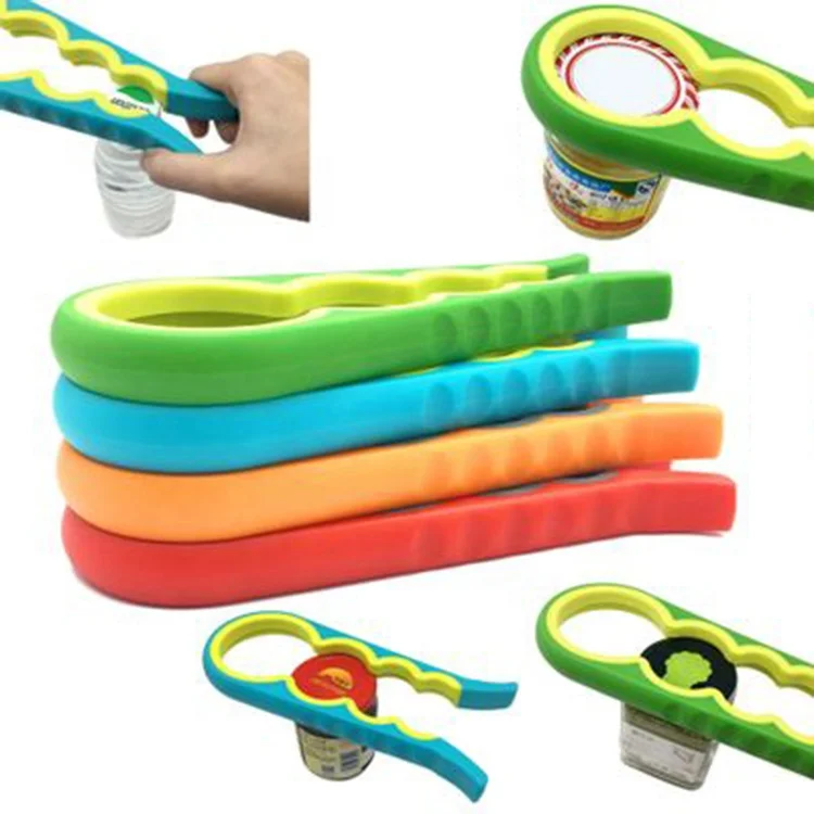 

New adjustable colorful Multi-function 4 In 1Manual Plastic Jar Can Bottle Opener, Custom color