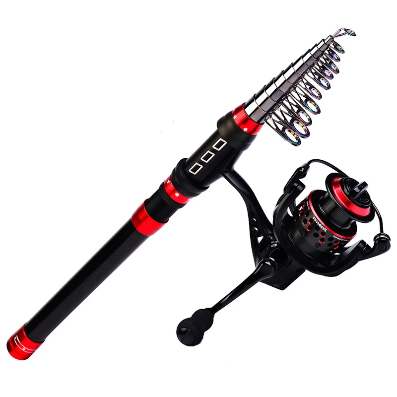 

WeiHe 1.8m/2.1m/2.4m/2.7m/3.0m/3.6m Mini Carbon Fiber Fishing Rod Telescopic Rod For Sea Fishing, Black