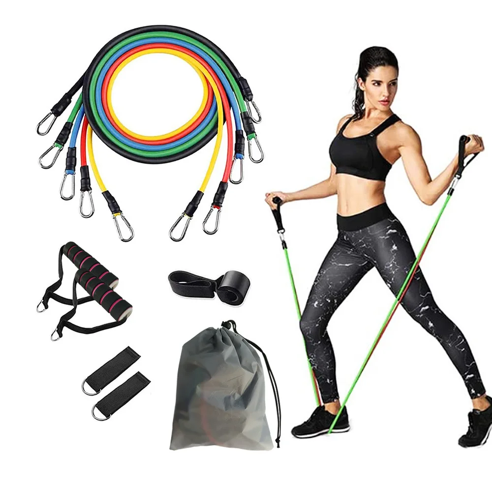 

HealthVIP 11pcs elastic fitness resistance bands strength training training bands resistance fitness, Colorful