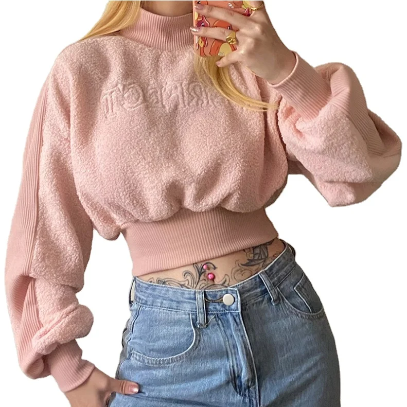 

women's hoodies 2020 new arrival women long sleeve solid pullover hoodie fleece women crop top hoodie
