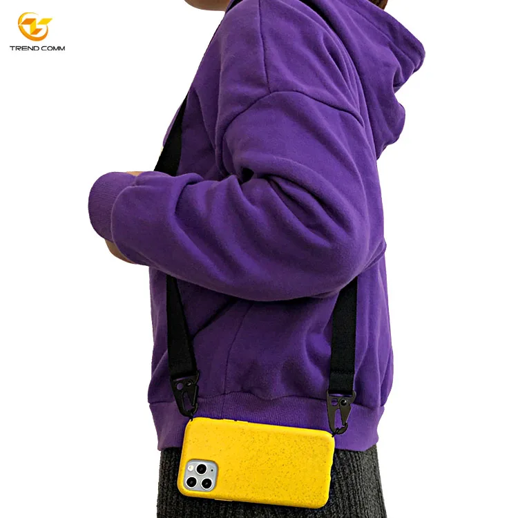 

Necklace strap crossbody bag biodegradable phone cover for iPhone 11 pro max, Black, blue,pink, red, white