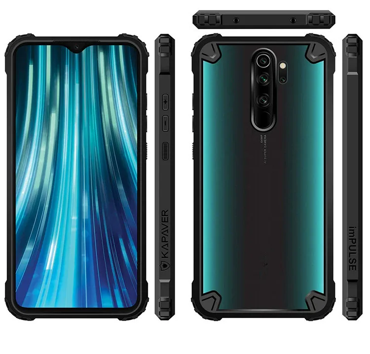 

Kapaver Bond-X Hard PC Transparent Back TPU Bumper Impact Resistant Cover for Redmi Note 8 Pro, Luxury black, red, blue