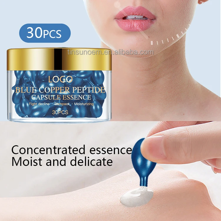 

Peptides Anti Aging Firming Skin Serum Moisturizing Nourishing Hydrating GHK-CU Blue Copper Peptide Capsule Serum