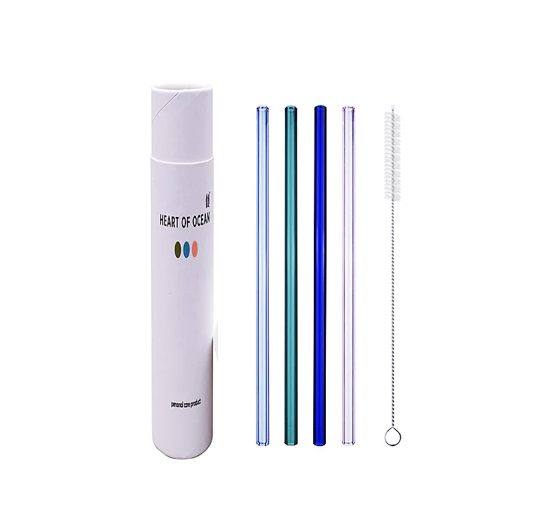 

Portable paper tube packaging custom logo Wholesale Reusable High Borosilicate glass straw Wine Bar Accessories in usa amazon