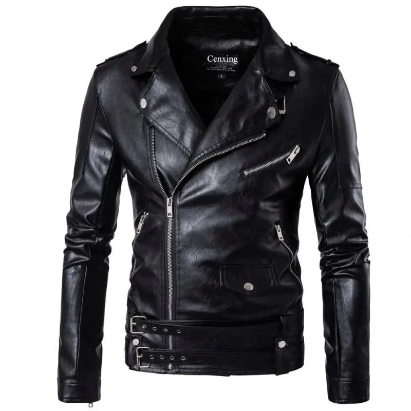 

chaquetas 1pcs accept mens Autumn Winter PU jackets black leather jacket for men