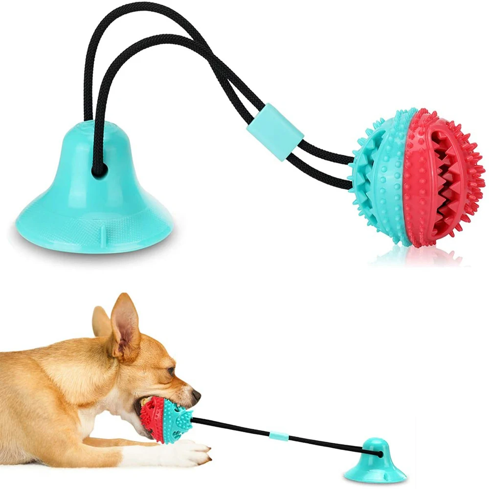

Eco Friendly Teeth Cleaning Suction Cup Rope Ball Pull Molar Bite Outdoor Durable Tpr Interactive Leaked Food Pet Dog Chew Toys