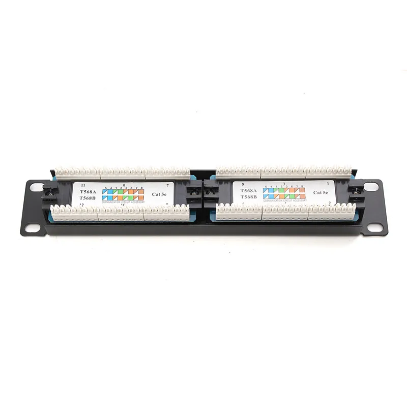 12 Port RJ45 Patch Panel UTP Cat6/Cat5e Ethernet LAN Network Adapter Rack Cable Wall Mounted Bracket Connector Rack Tool