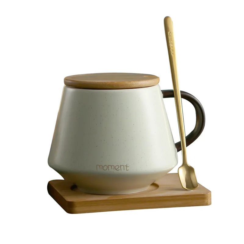 

Nordic Ins Time Ceramic Sublimation Mug Household Ceramic Coffee Cup With Spoon and Lid Mug
