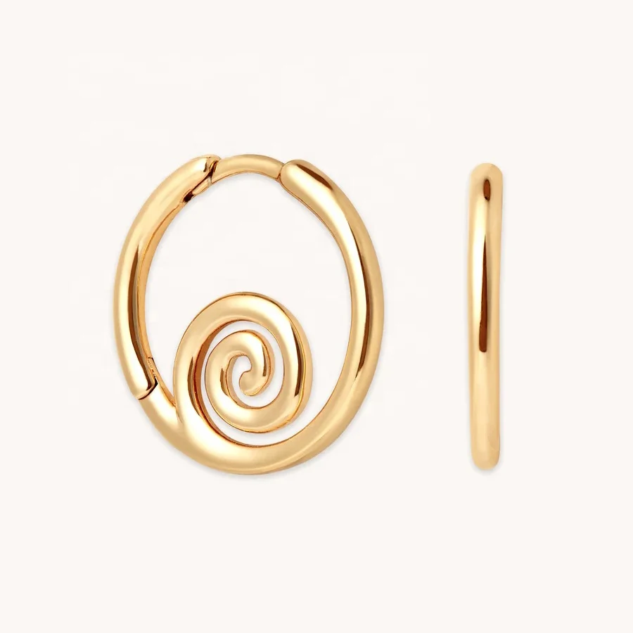 

LOZRUNVE 925 Sterling Silver Bohemian Jewelry Minimalist Shell Swirl Hoop Earring
