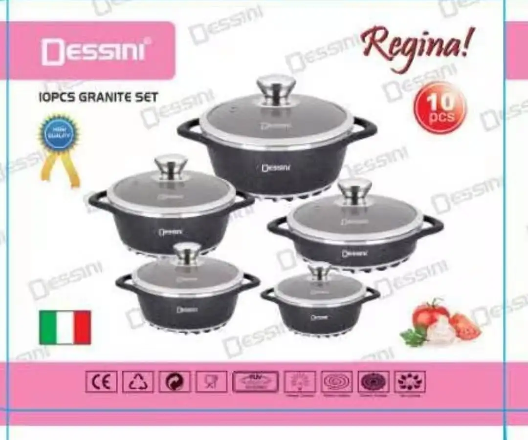 

Dessini brand 10 pieces non-stick pot set aluminum pot set