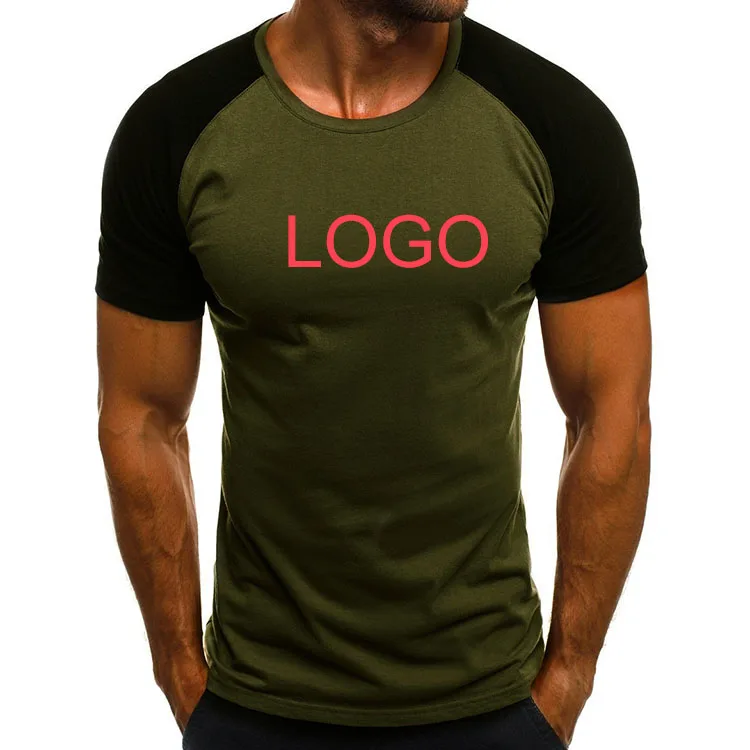 

custom logo cotton Round neck tshirt mens sport Gym Fitness customization printing t-shirts