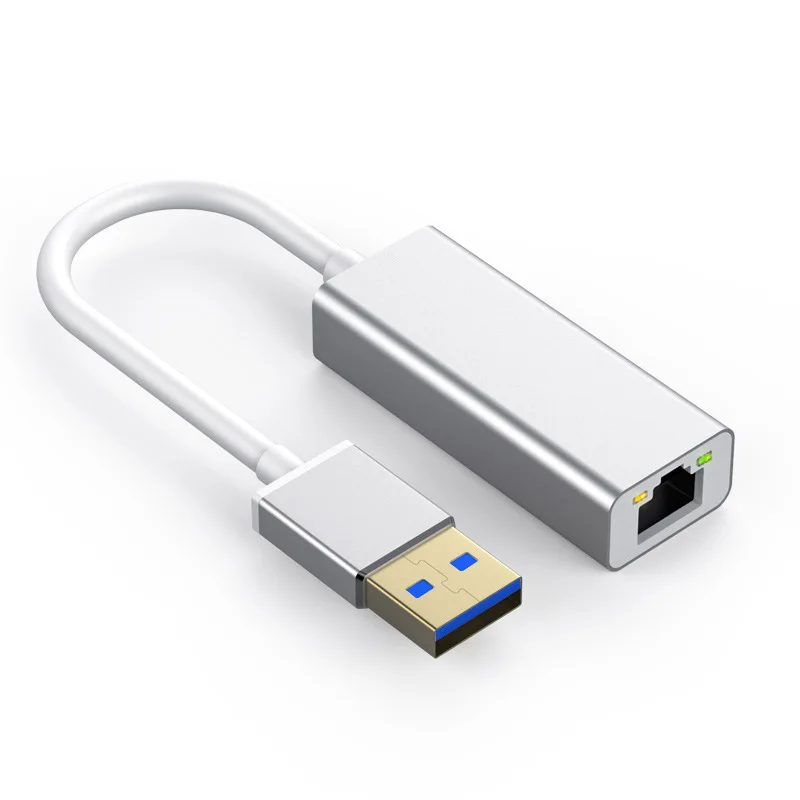

USB Gigabit Ethernet Adapter USB 3.0 to RJ45 Lan 1000 Mbps External for Windows 10 Mac PC Laptop, Black, gray, silver
