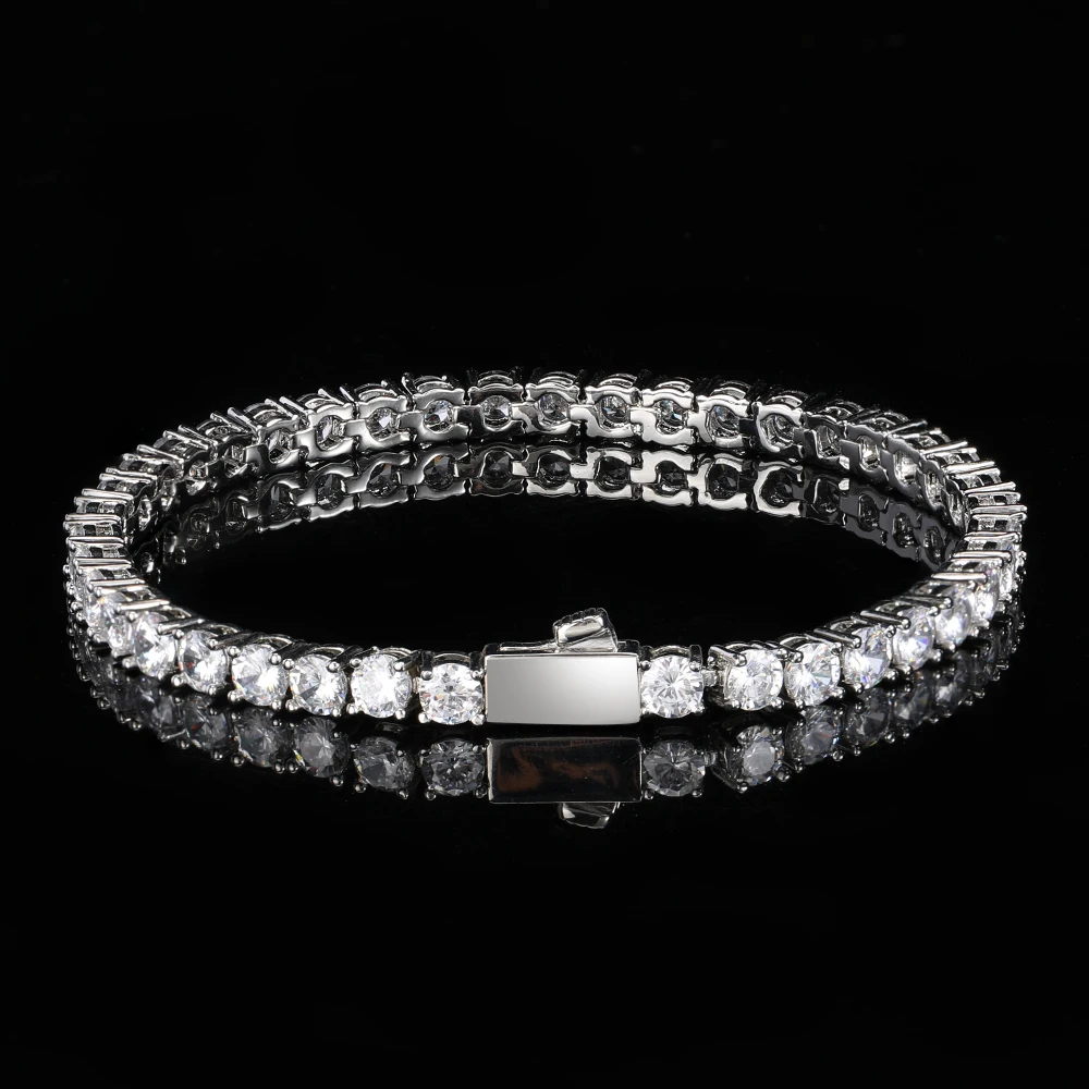 

Wholesale Bling Tennis Chain Hip Hop Tennis Bracelet for Woman Men Gold Plated Lab Diamond 5A CZ Stainless Steel Tennis Bracelet, Silver/gold