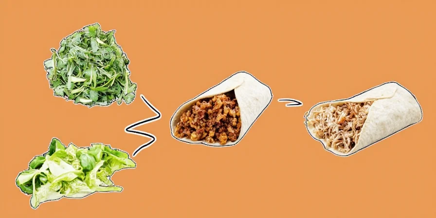 A bland-looking burrito next to spices.