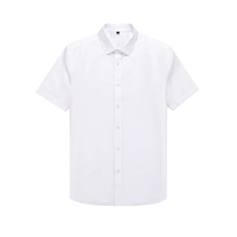 

RTS Non Iron Men's Cotton Solid White Business Formal Shirt Short Sleeve Wrinkle Free Custom Dress Shirt For Men