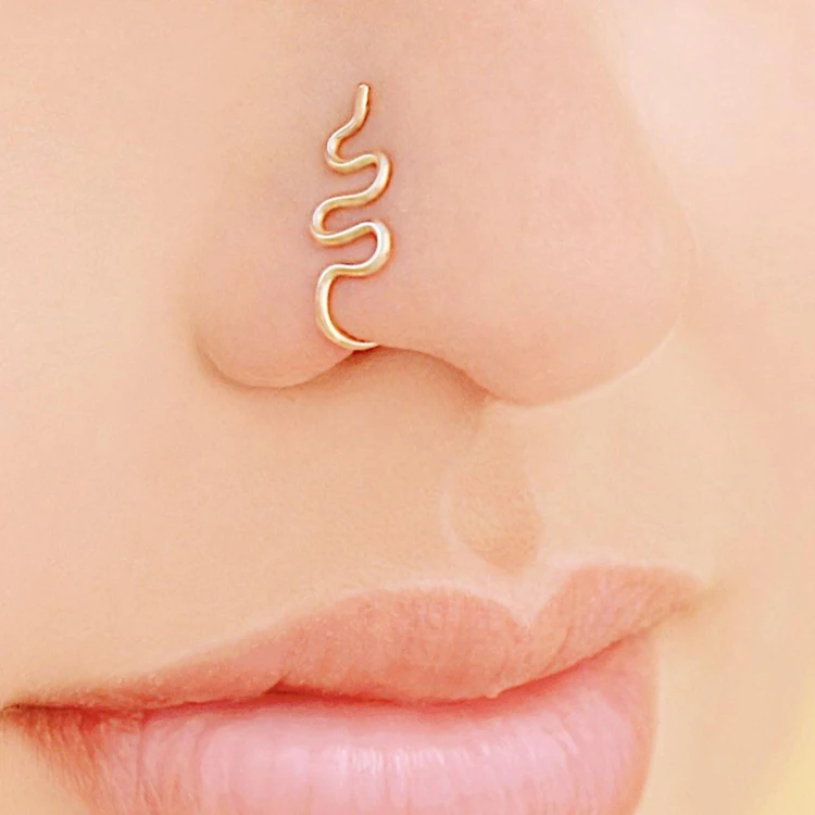 

Fashion Jewelry Clip On Gold Snake Shaped Nose Rings Snake Nose Ring