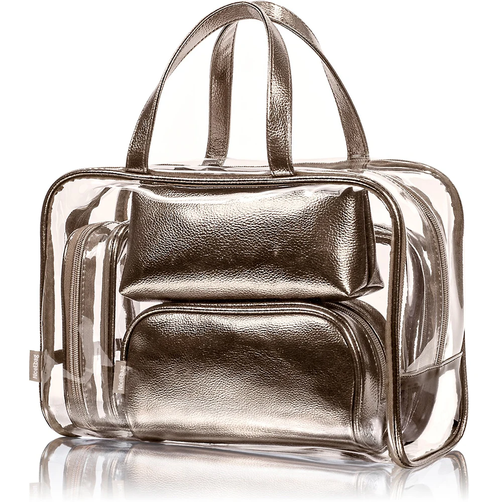

Portable Carry on Travel Toiletry Bag Transparent Waterproof Fashion Clear PVC 3 PCS 5PCS Sets Cosmetic Bag
