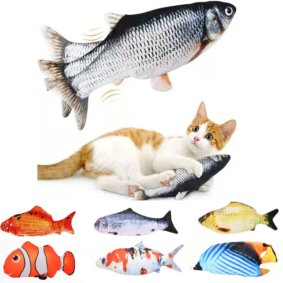 

Cat USB Charger Fish Interactive Electric floppy Fish Cat toy Realistic Pet Cats Chew Bite Pet Supplies, More than 20