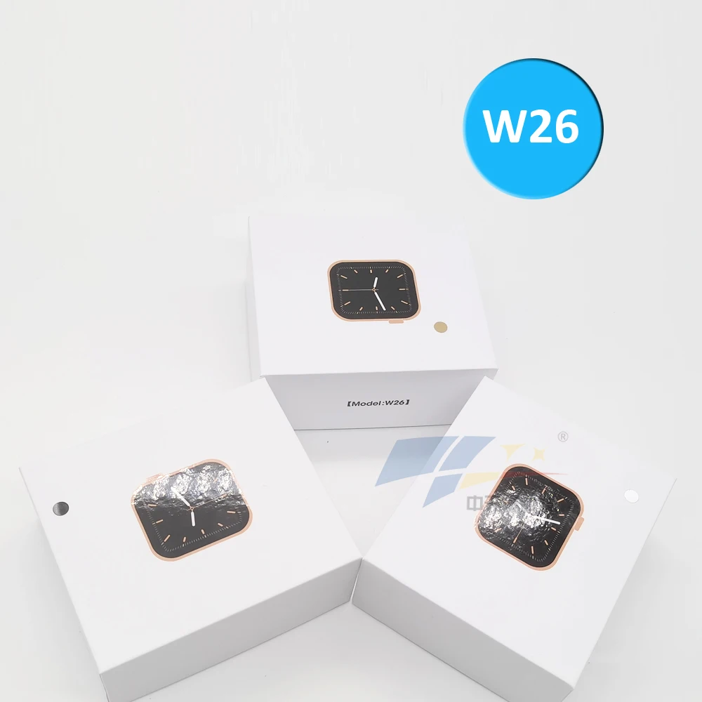 

2021 Series 6 bt Ip68 IWO W26 Smart Watch 1.75 Inch Screen Reloj Inteligente 44mm Bracelet Smartwatch W26, White/black/rose gold