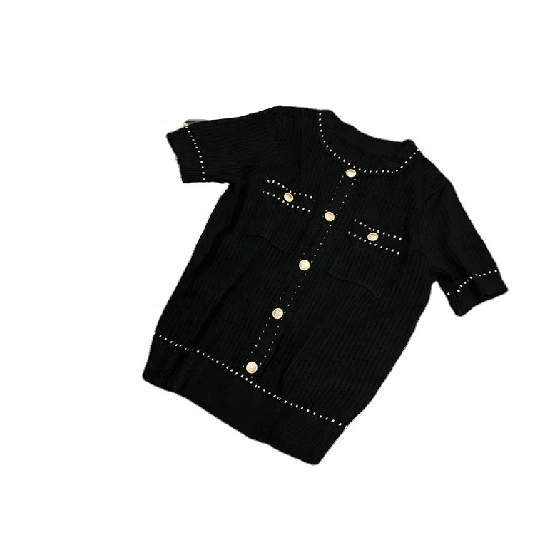 

black ladies knitted sweater pullover 2021 summer tops women pullovers wholesale