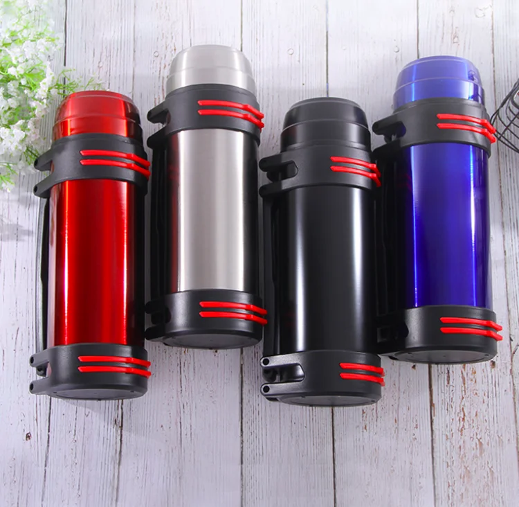 Portable Thermos Mugs Metal Canteen Thermoses Tea Pot Thermal Flask 2.0l Travel Flask Pot with Shoulder Strip Plastic Cup Lid