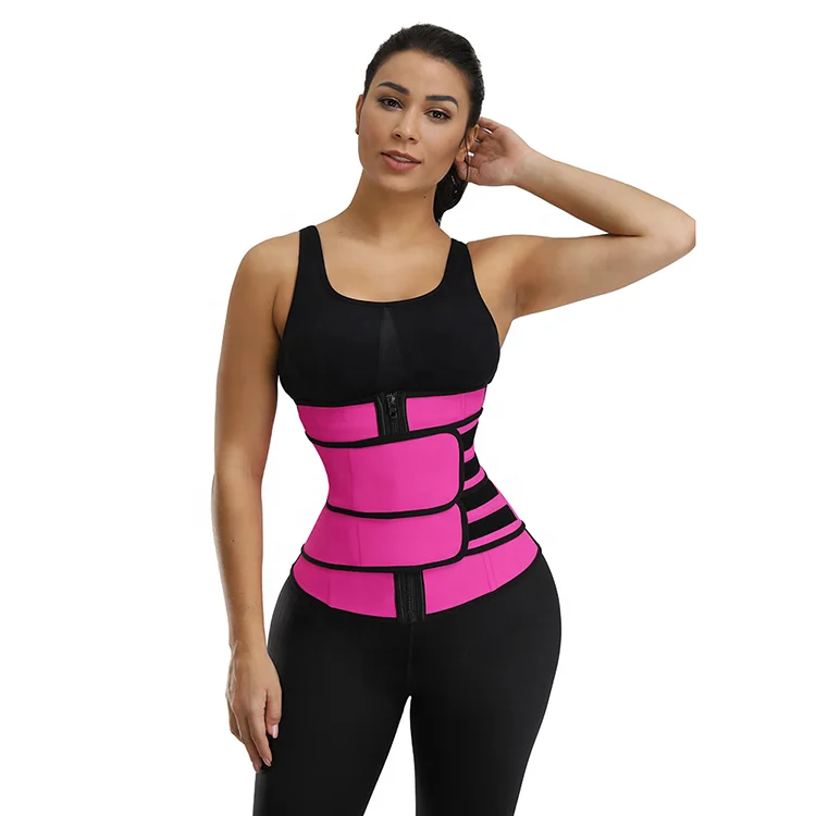 

Women Exercise to Reduce Fat and Sweat Double Waist Tummy Wrap Weight Loss Belt Latex Neoprene Waist Trainer
