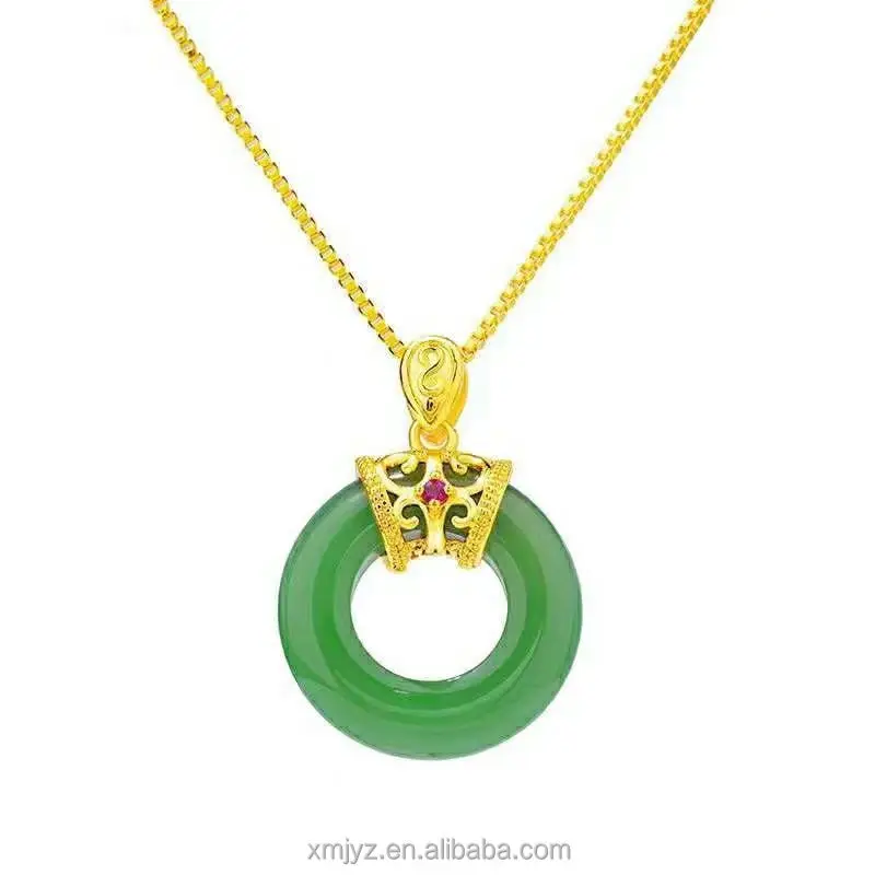 

Brass Gold-Plated Necklace Alloy Jin'an Chalcedony Safety Buckle Pendant Exquisite Craft Women's Pendant Accessories