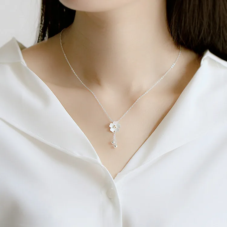 

Japan And South Korea S925 Sterling Silver Flowers Literary Fresh Clavicle Chain Necklace Pendant Women Wholesale, Gold