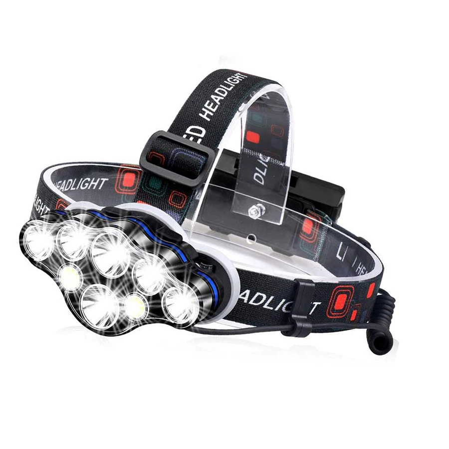 

8 Led High Power 4000 Lumen Waterproof 180 Degree Rotating Super Bright Rechargeable led Headlamp Flashlight