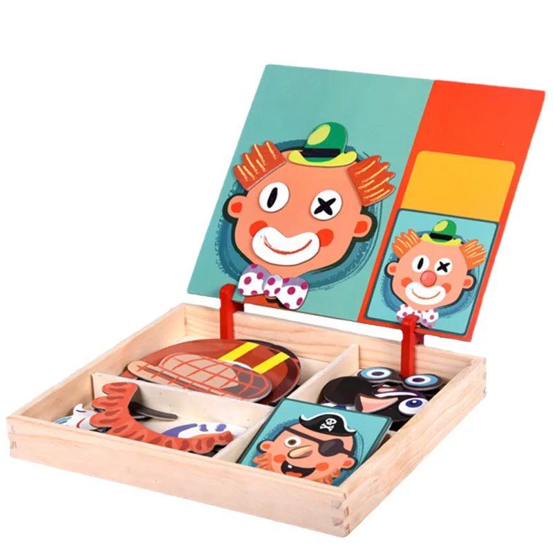 

Magnetic Puzzle Cognitive Pairing Beneficial Intelligence Magnetic Paste Face Features Wooden Toys kids Early Education