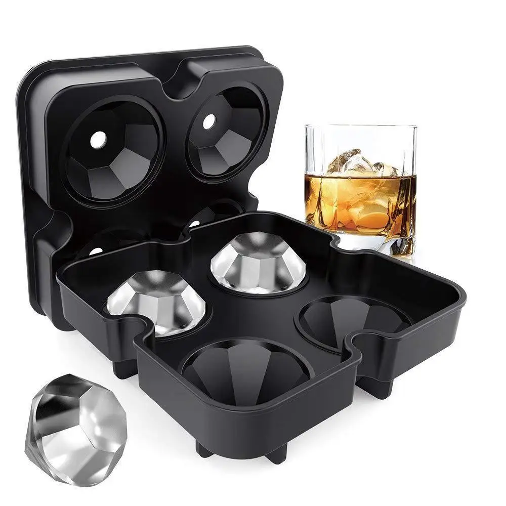 

Amazon Hot 4 Cavity Large Sphere Mold Silicone Ice Cube Trays Whiskey Ice Ball Maker Reusable Silicone Ice Ball Mold, According to your needs
