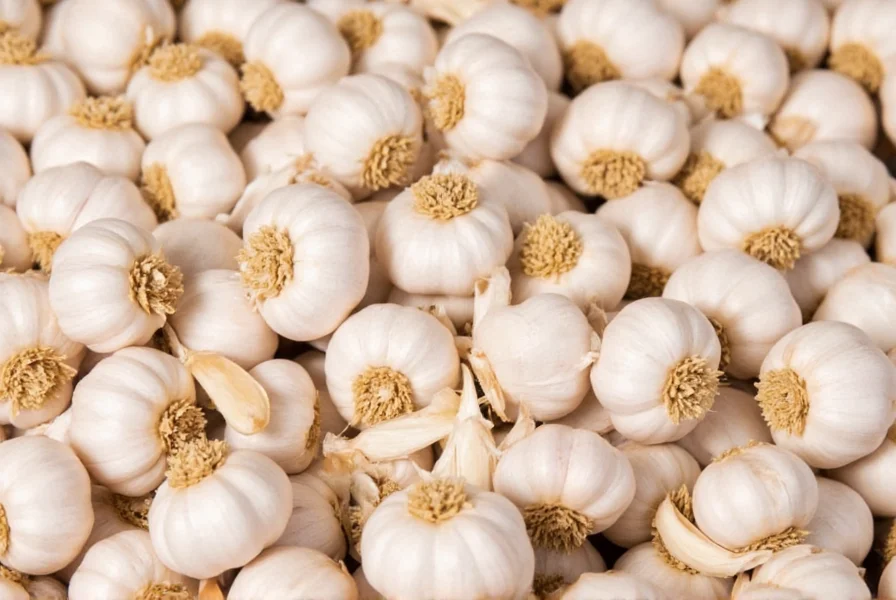 Scientific illustration showing allicin formation process when garlic is crushed with chemical structure