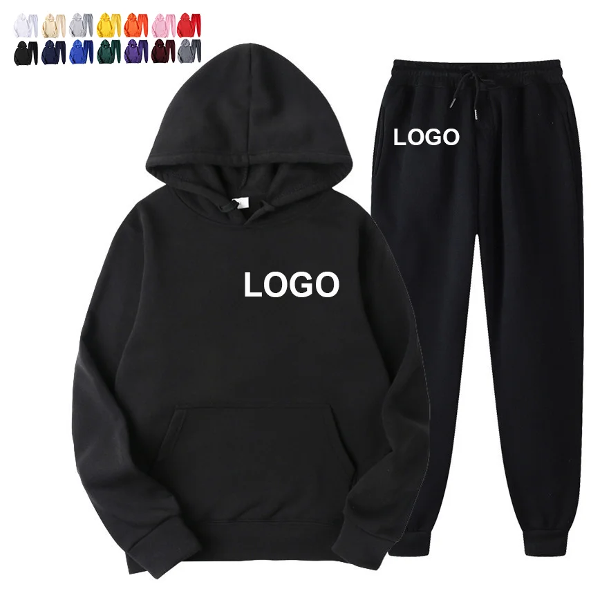 

customize logo hooide set vendor thick fleece sweatpants and hoodie suit set sweatsuits unisex sets custom sweatsuit for men, Green, black, grey, blown, purple, navy, white, red, yellow, blue