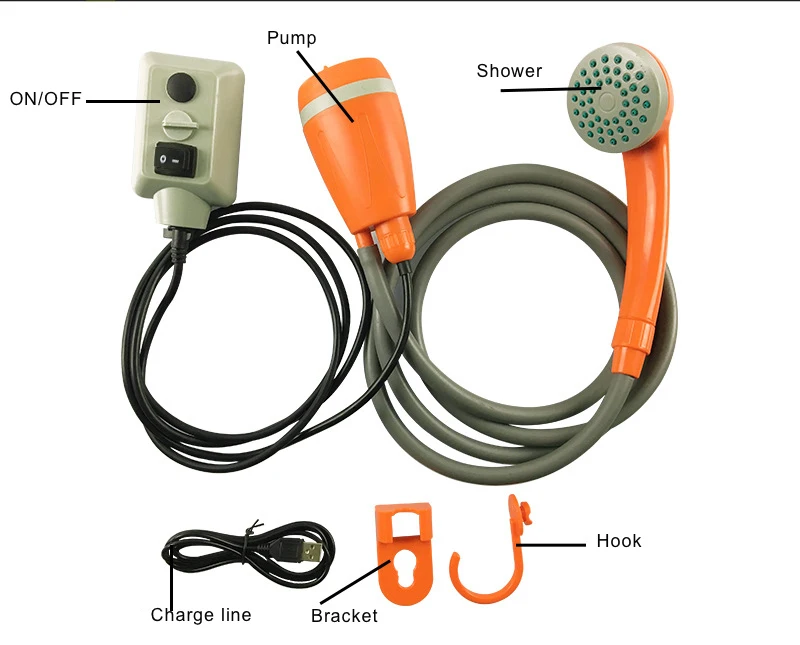 Portable Outdoor Shower,Battery Handheld Rechargeable