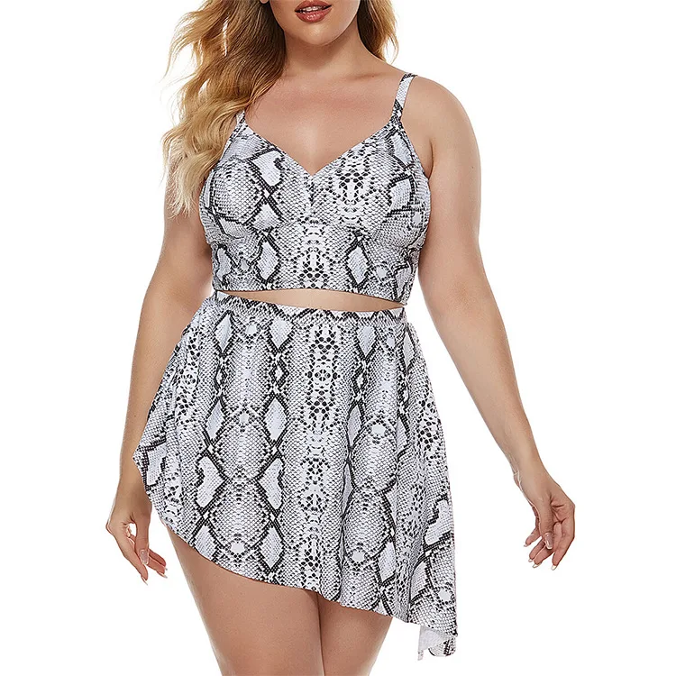 

PSWS2034 2021 New Arrivals Animal Print Cover ups Split Plus Size Bikini Women Swimwear, As show