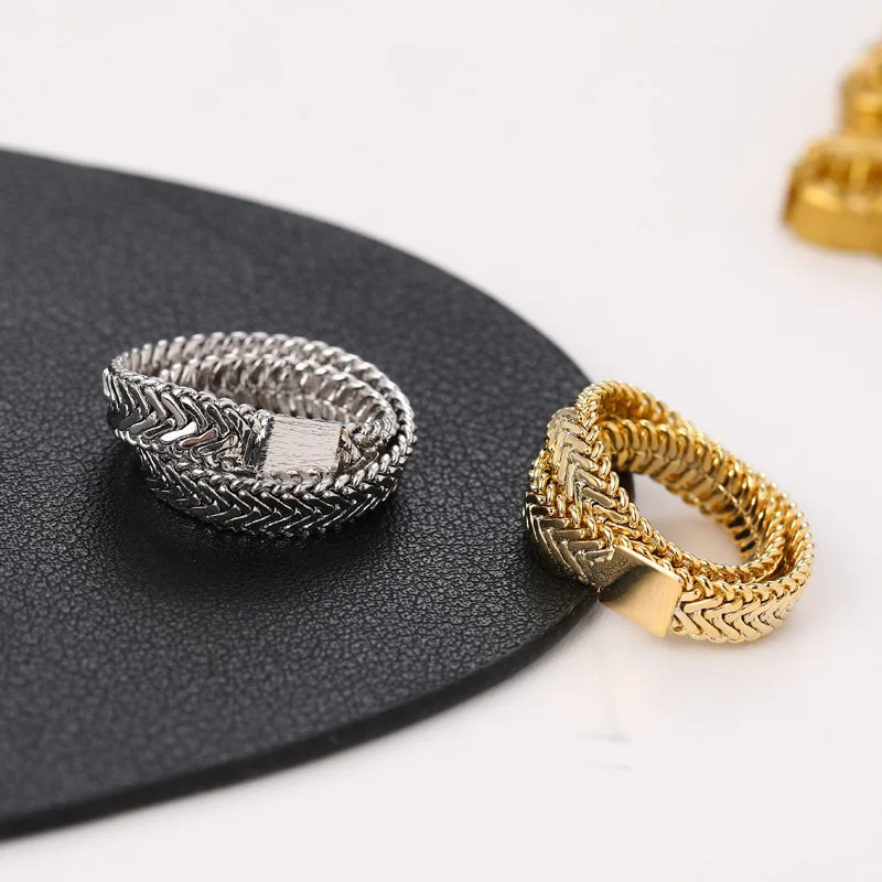 

Idun New Arrival Jewelry Soft Stackable Snake Chain Ring Fashion Gold Color Link Chain Punk Hips Hops Ring Finger Jewelry