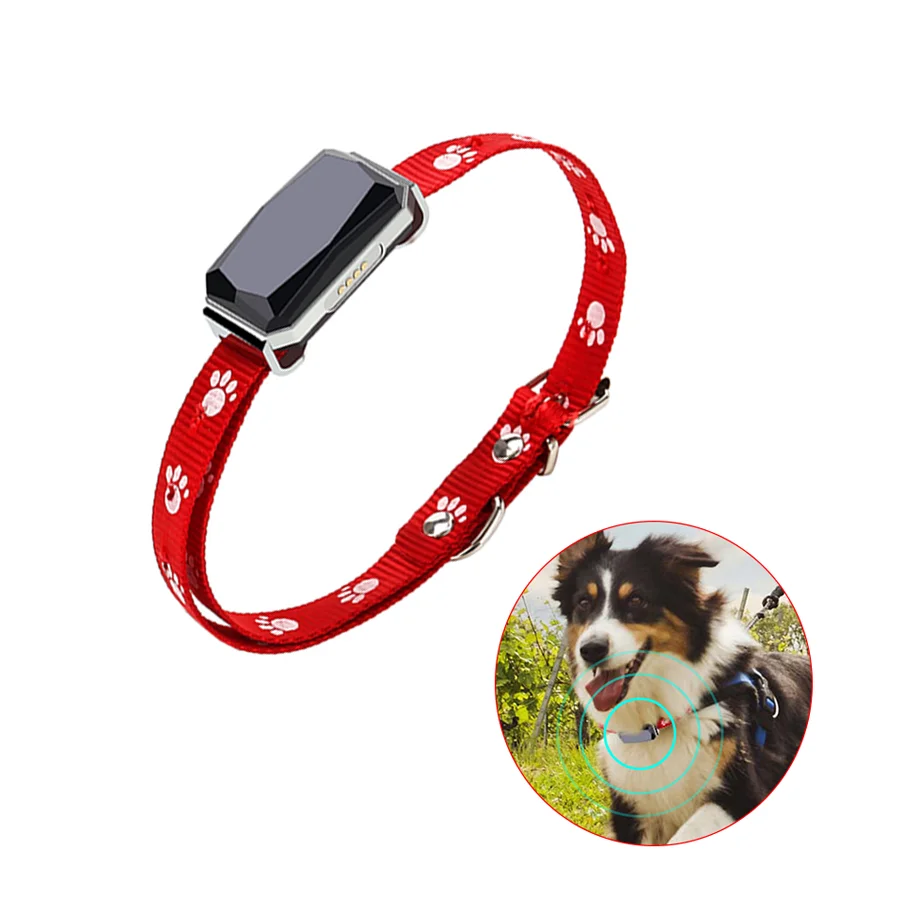 

Mic Free APP 2G Wireless Control Anti-Lost Device Mini Real Time Dog Cat Tracker GPS Tracking Locator Pet Collars, Black