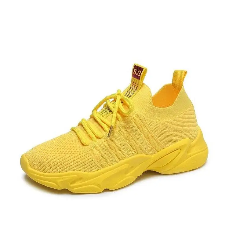 

New Fashion Summer Yellow Sneakers Women sport Shoes Korean Breathable Mesh White Casual Shoes Lace-up female Vulcanized Shoes, 4 colors