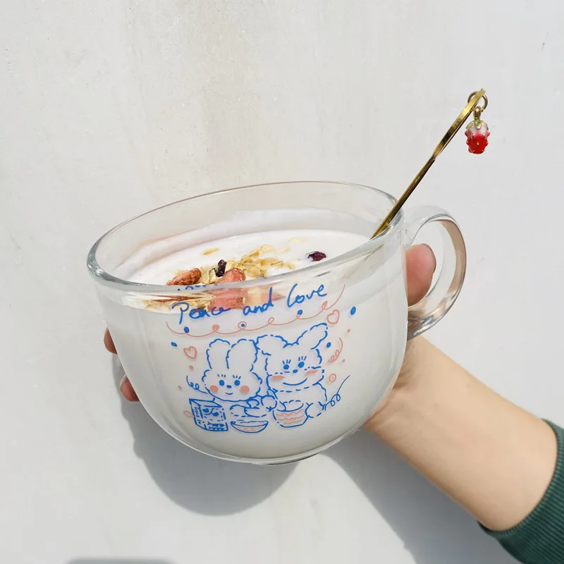 

Custom Cartoon Print Glass Tea Milk Coffee Cup Mugs Mug